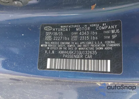 2016 Hyundai Genesis 3.8 Ultimate из США, поврежденный, VIN KMHHU6KJ1GU132635